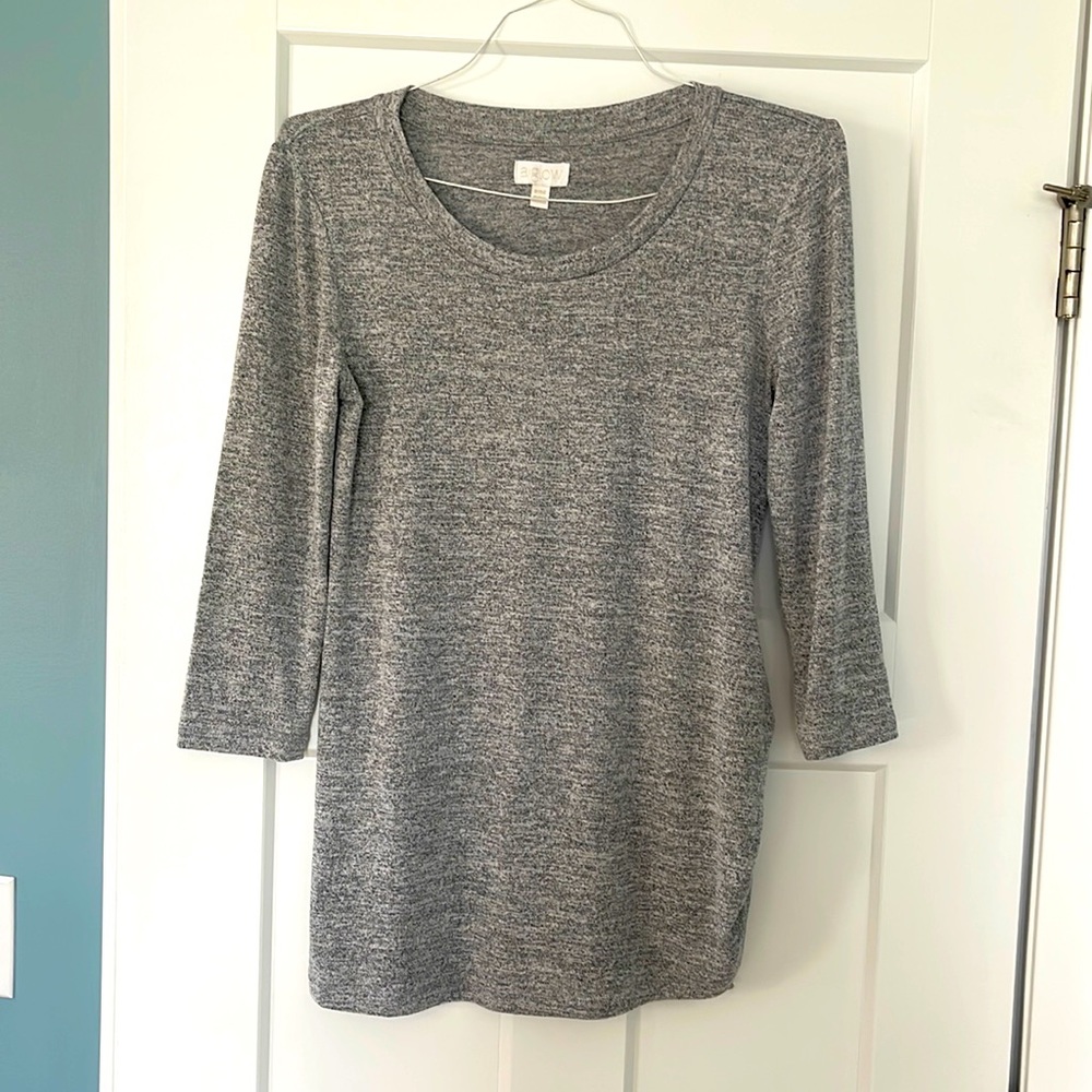 Heather gray Maternity sweater with side tie-Medium